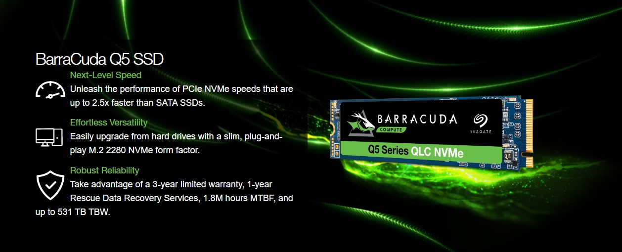 Ổ cứng SSD Seagate BarraCuda Q5 1TB  M.2 2280 PCIe NVMe 3x4
